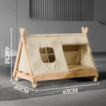 Cat Bed with Window Wooden Cat Tent Bed Elevated Pet House Dogs Bed with Stable Frame Pet Supplies Safe Comfortable Cat Bed - Image 5
