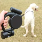 Retractable Dog Lead with Anti-Slip Handle, 3-in-1 Pet Leash with Waste Bag Dispenser, 5M, 16FT Strong Nylon Tape, Up To 20 - Image 2