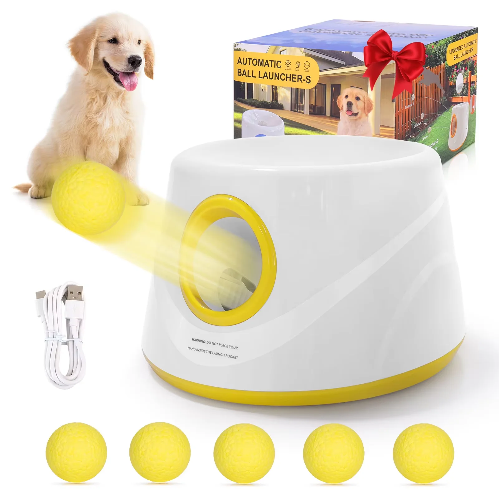 S0e3e5538a17143dfa97edab6a67c54f7j.webp Next-Gen Automatic Dog Ball Launcher,Interactive Dog Tennis Ball thrower With 5 ETPU balls-Non-Toxic, Interactive Dog Toy - Image 1