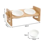 Tieker Bamboo Base Pet Feeder Ceramic Pet Bowl for Small Pets Elevated Feeding Bowl Cat and Dog Supplies - Image 9