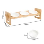 Tieker Bamboo Base Pet Feeder Ceramic Pet Bowl for Small Pets Elevated Feeding Bowl Cat and Dog Supplies - Image 8