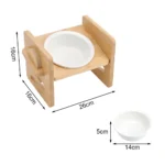 Tieker Bamboo Base Pet Feeder Ceramic Pet Bowl for Small Pets Elevated Feeding Bowl Cat and Dog Supplies - Image 7