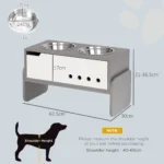 Raised Dog Bowls with Stand, 3 Height Adjustable Dog Feeding Storage Station with Slow Feeder Mat, 2 x 2000mL Stainless Steel - Image 3