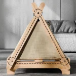 Cat Bed with Window Wooden Cat Tent Bed Elevated Pet House Dogs Bed with Stable Frame Pet Supplies Safe Comfortable Cat Bed - Image 2