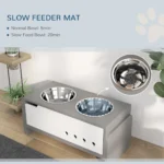 Raised Dog Bowls with Stand, 3 Height Adjustable Dog Feeding Storage Station with Slow Feeder Mat, 2 x 2000mL Stainless Steel - Image 5